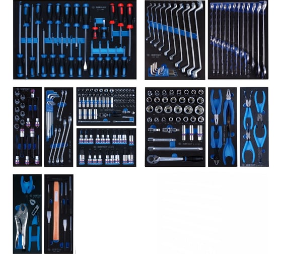 Изображение товара Набор инструментов для тележки (12 ложементов, 235 предметов) KING TONY 934-235MRVD