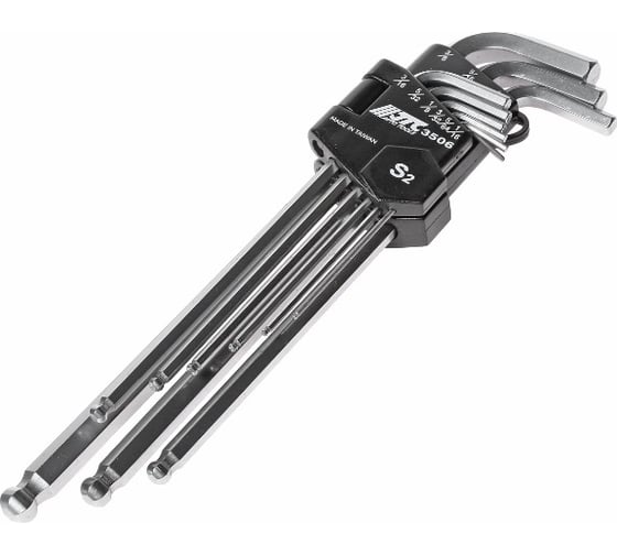 Изображение товара Набор удлиненных шестигранных ключей с шаром 1/16"-3/8" 9шт JTC-3506