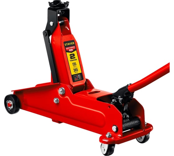 Изображение товара Подкатной домкрат с увеличенным подъемом STAYER r-28 2т, 135-385 мм 43156-2