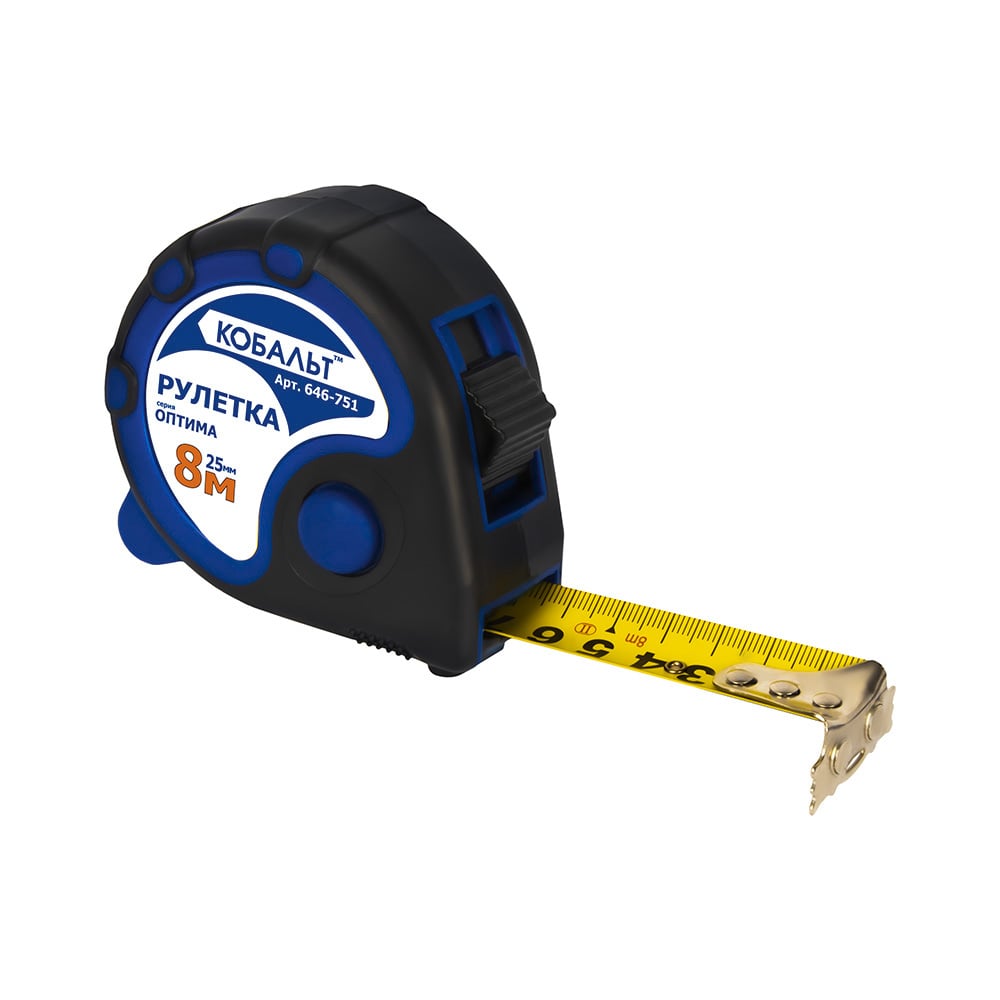 Изображение товара Рулетка Оптима (8м x 25мм) КОБАЛЬТ 646-751