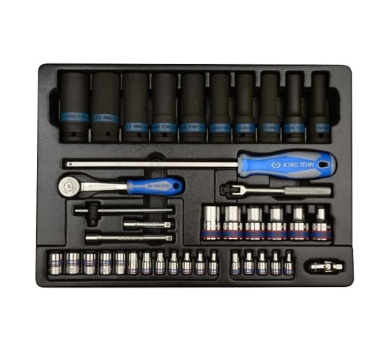 Изображение товара Набор ударных головок 1/2" и торцевых головок 1/4" с принадлежностями, ложемент, 40 предметов KING TONY 9-7540MR