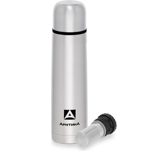 Изображение товара Классический термос для напитков Арктика с узким горлом и глухой пробкой, со съемным ситечком, объем 0.75 л 101-750С