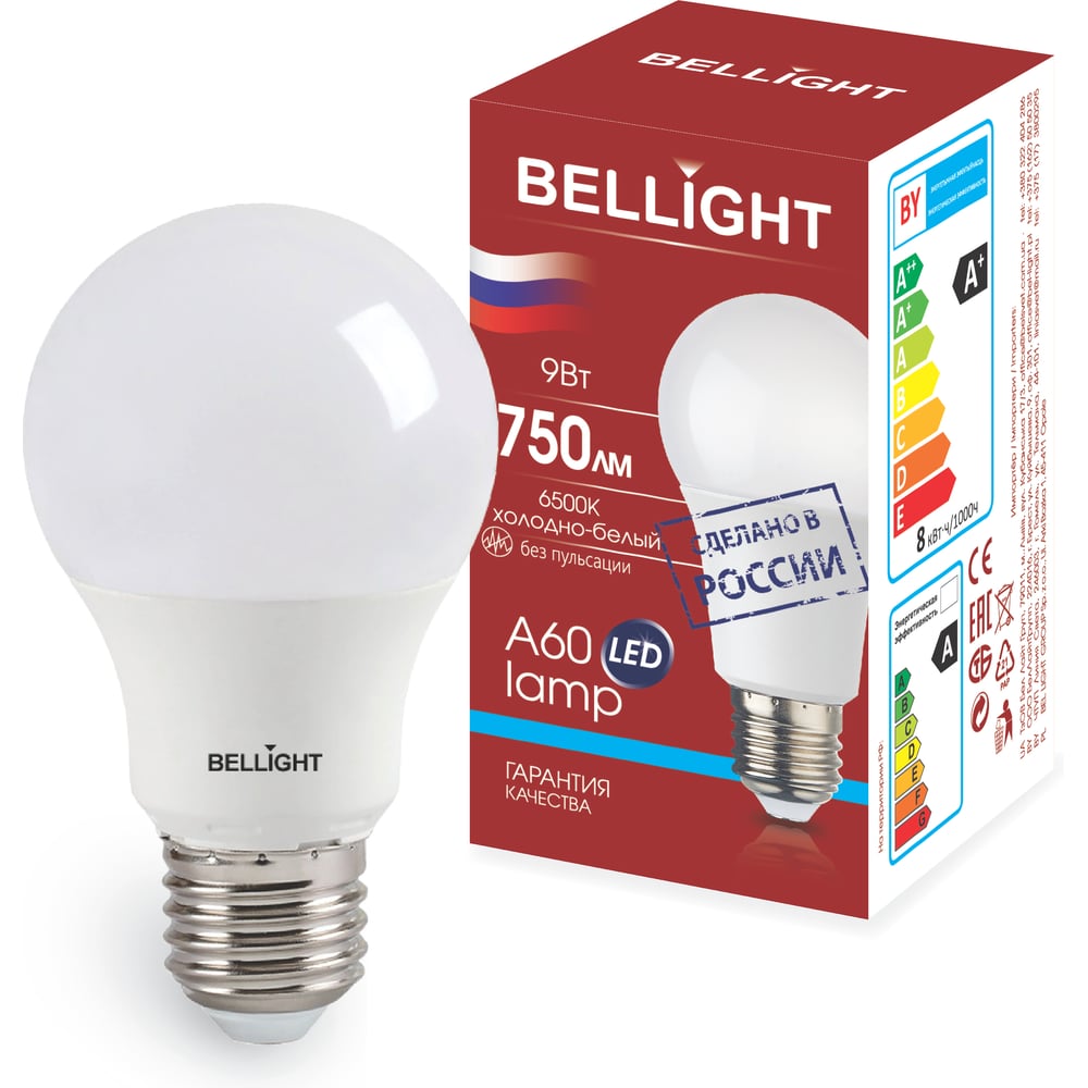 Изображение товара Светодиодная лампа BELLIGHT LED A60 Е27 9W 750 Lm 6500К 86363996