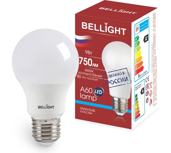 Изображение товара Светодиодная лампа BELLIGHT LED A60 Е27 9W 750 Lm 6500К 86363996