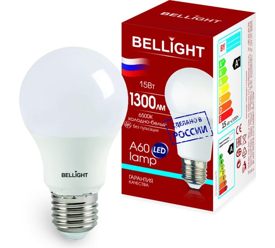 Изображение товара Светодиодная лампа BELLIGHT LED A60 220V/15W/E27 6500К 1300лм 85339514