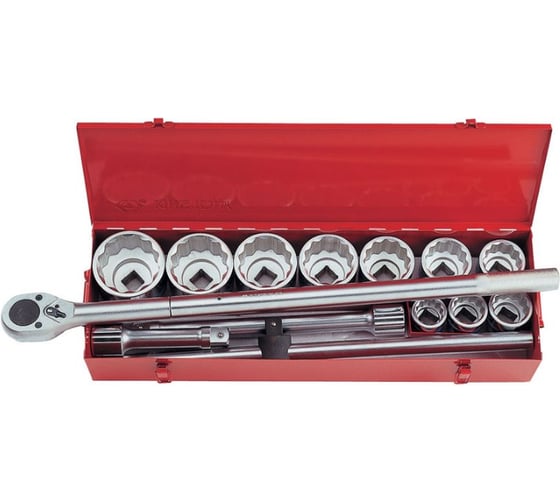 Изображение товара Набор торцевых головок с принадлежностями (1", двенадцатигранные, 36-80 мм, 14 предметов) KING TONY 8015MR