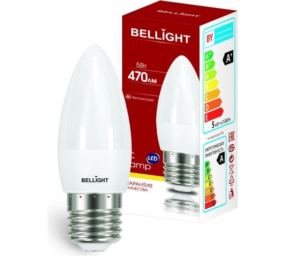 Изображение товара Светодиодная лампа BELLIGHT LED C35 220V/5W/E27 4000K 470 Lm 86170857