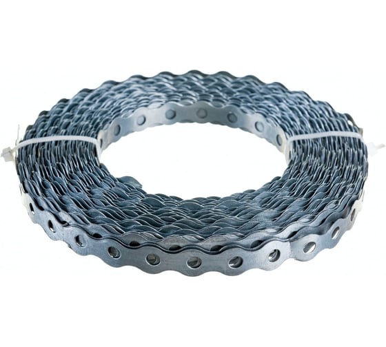 Изображение товара Монтажная лента Стройметиз 0,55x12 мм, волна, 10 м, цинк, этикетка 4530059