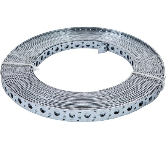 Изображение товара Монтажная лента Стройметиз 0,55x17 мм, прямая, 25 м, цинк, этикетка 4520049