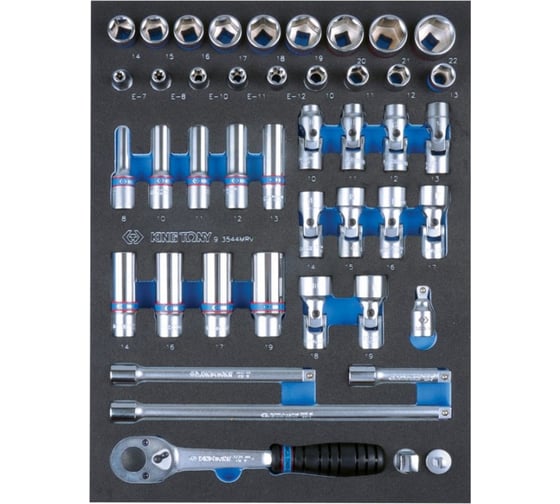Изображение товара Набор торцевых головок с принадлежностями (3/8", ложемент, 44 предмета) KING TONY 9-3544MRV