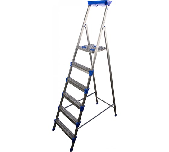 Изображение товара Стальная стремянка Nika 6 широких ступеней, с лотком для инструмента НИКА-СМ6