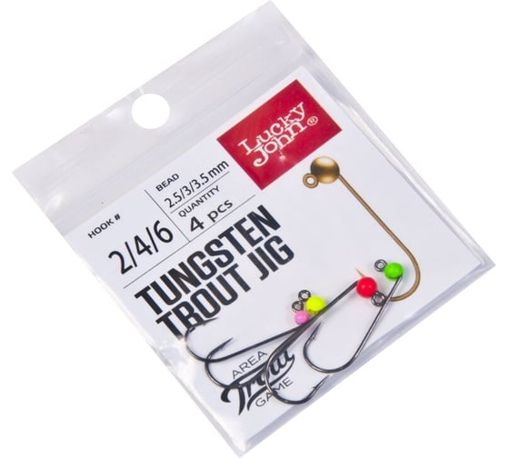 Изображение товара Джиг-головки Lucky John LJ Area Trout Game комплект 2 вольф, 02.5/0.30/0.35мм кр.004/002, 4шт LJTATG-MIX2