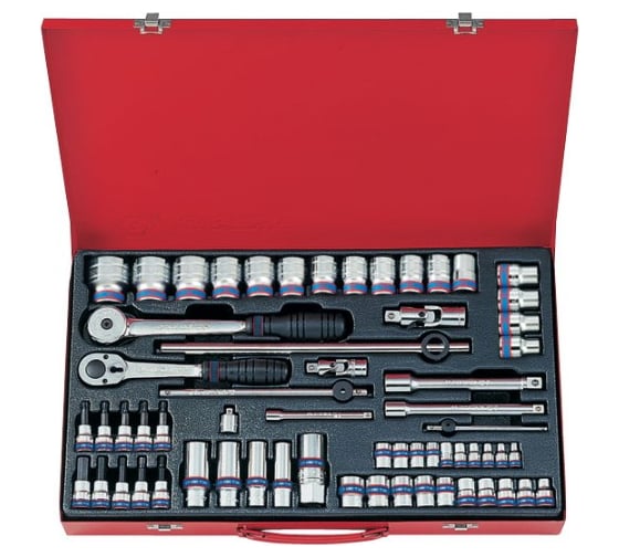 Изображение товара Набор торцевых головок с принадлежностями (1/4"&3/8"&1/2", шестигранные, 4-32 мм, 62 предмета) KING TONY 9563MR01