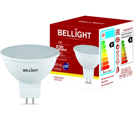 Изображение товара Светодиодная лампа BELLIGHT MR16 6W 520Lm 3000К 88297911