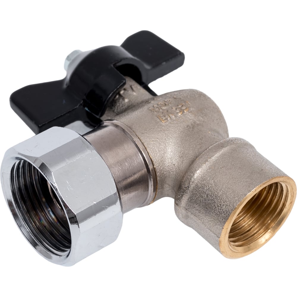 Изображение товара Угловой шаровой кран STOUT с накидной гайкой 1/2x3/4