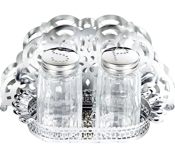 Изображение товара Набор для специй Nouvelle солонка, перечница, салфетница, металлическая подставка, 50 мл 0190259