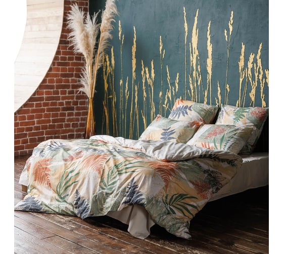 Изображение товара Комплект постельного белья Волшебная Ночь Fern поплин, евро, с наволочками 50/70 786738