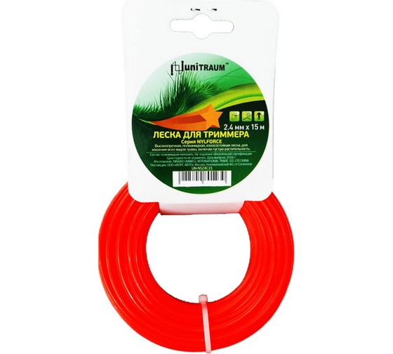 Изображение товара Леска для триммера звезда (2.4 мм, 15 м) UNITRAUM UN-NS24C15