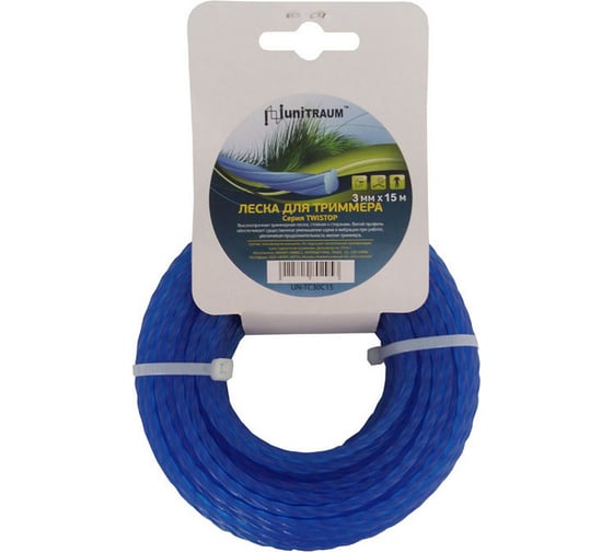 Изображение товара Леска для триммера клевер витая (3 мм, 15 м) UNITRAUM UN-TC30C15