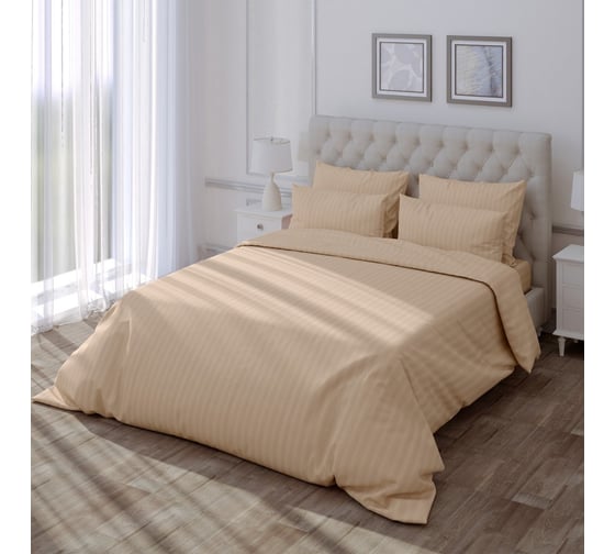 Изображение товара Комплект постельного белья Verossa Stripe полутораспальный, с наволочками 50x70 см Bronze 747393