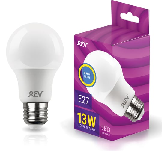 Изображение товара Светодиодная диммируемая лампа LED A60 Е27 13W 1100Лм, 2700K, теплый свет REV PREMIUM DIMMABLE 32381 5