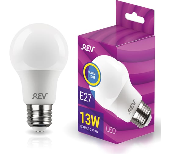 Изображение товара Светодиодная лампа LED A60 Е27 13W 1040 Лм, 2700K, теплый свет REV 32346 4