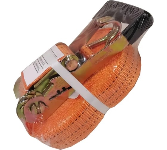 Изображение товара Ремень для крепления груза ZiZay 6 м, 50 мм, нагрузка до 5000 кг, со стальным храповым механизмом, 2 крюка, рр ZZ0068