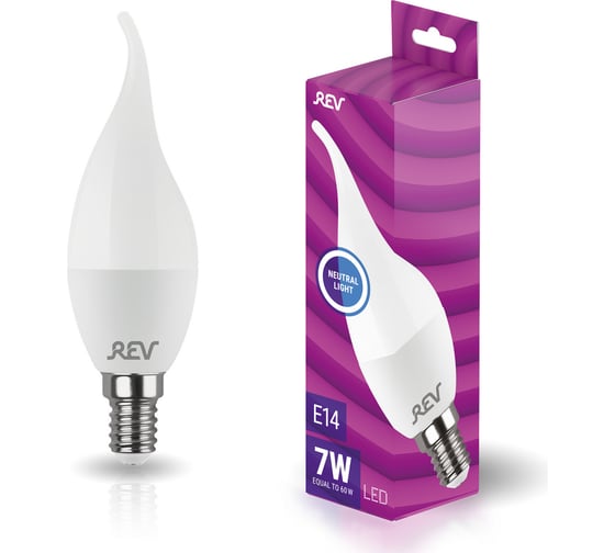 Изображение товара Светодиодная лампа REV, LED FC37 Е14 7W, 560Лм 4000K, холодный свет 32352 5