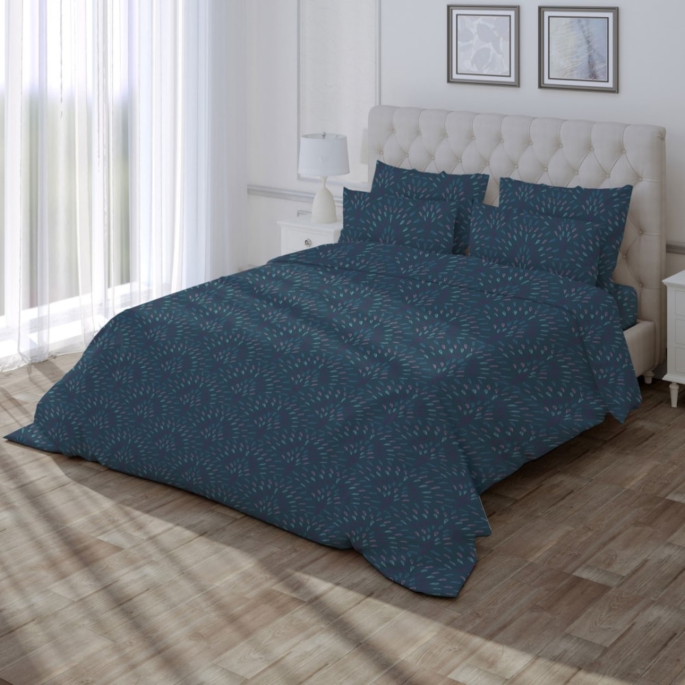 Комплект постельного белья Самойловский текстиль покрывало мёбиус синий р 180х215