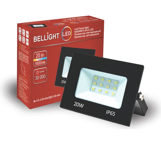 Изображение товара Прожектор BELLIGHT BL-LFL-2-20 slim/СДО 2-20slim, 4500К 1600Lm 220В 22204578