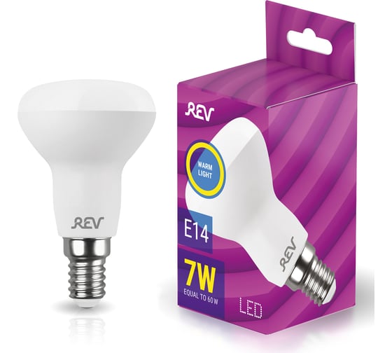 Изображение товара Светодиодная лампа LED R50 Е14 7W 560Лм, 2700K, теплый свет REV 32363 1