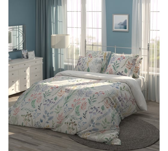 Изображение товара Постельное белье Самойловский Текстиль евро бязь 112 гр/м2 50x70 см, 2 шт Гербарий 721091 762953