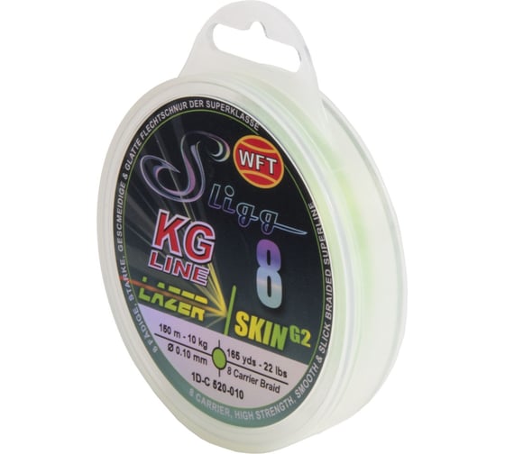 Изображение товара Плетеная леска WFT KG SLIGG LAZER SKIN G2x8 Chartreuse150/010 1D-C-520-010