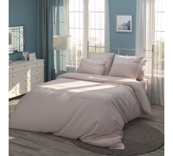 Изображение товара Постельное белье Самойловский Текстиль семейное бязь 112 гр/м2 50x70 2 шт, Кружевная пудра 717699 762946