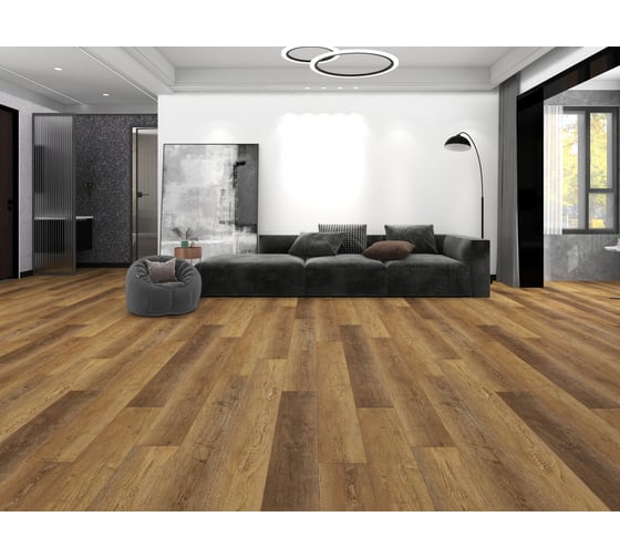 Изображение товара Ламинат Floorwood SPC Uantroo 0.5 мм, 43 класс, 4V 1220x228x5 мм, c подложкой, Дуб Томсон/Thomson Oak, 2.23 кв.м 8804