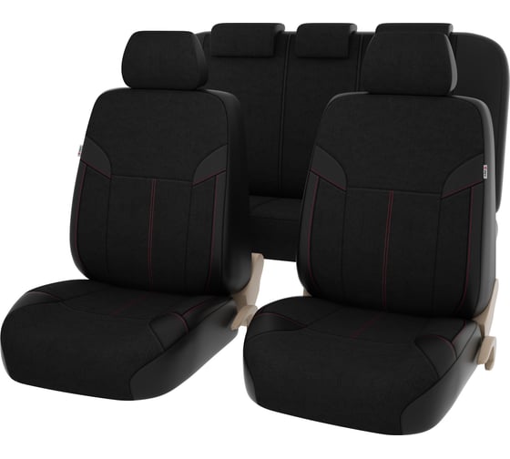 Изображение товара Чехлы PSV Amulet Next черный, отстрочка красная, экокожа/велюр 135371