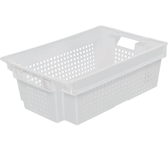 Изображение товара Ящик Тара.ру п/э, 600x400x200 мм, 1,5 кг, мороз., дно сплошное, стенки перфорированные, цв. натуральный 28429