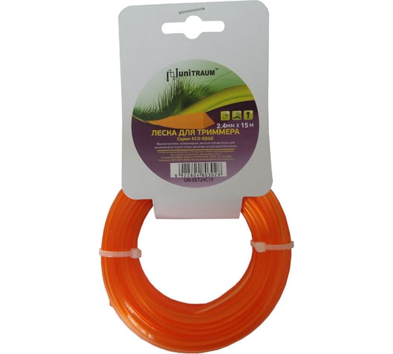 Изображение товара Леска полиамидная треугольная 2.4 мм, 15 м для триммера UNITRAUM UN-EET24C15