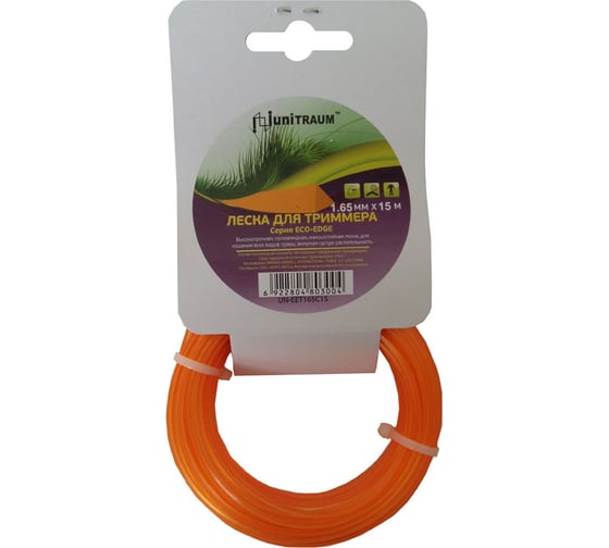 Изображение товара Леска полиамидная треугольная 1.65 мм, 15 м для триммера UNITRAUM UN-EET165C15