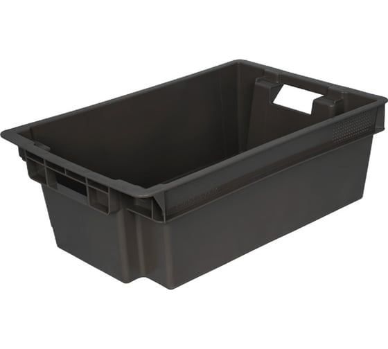 Изображение товара Ящик Тара.ру п/э, 600x400x200 мм, мясной, сплошной, цв. чёрный 28436
