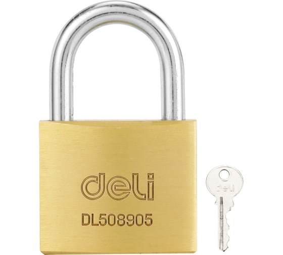 Изображение товара Навесной латунный замок DELI 40 мм dl508905 (автомат, 3 ключа, закаленная дужка) 118497