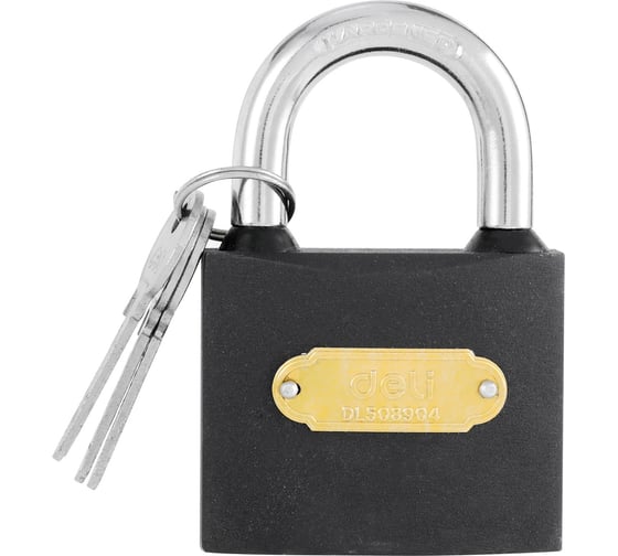 Изображение товара Навесной замок DELI 63 мм dl508904 (автомат, личинка латунь, 3 ключа, защита от влаги) 119317