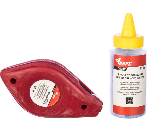 Изображение товара Шнур малярный 30 м + краска разметочная 115 г КУРС 04707