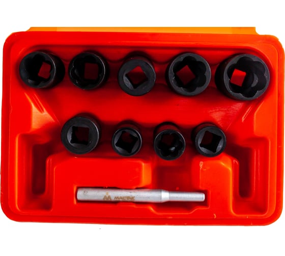 Изображение товара Набор торцевых головок для поврежденных гаек и болтов 10-19мм, кейс, 10шт МАСТАК 109-30010C