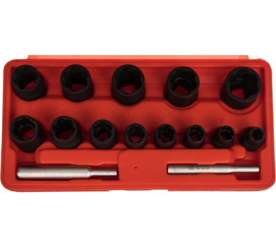 Изображение товара Набор торцевых головок для поврежденных гаек и болтов 8-21мм, кейс, 15шт МАСТАК 109-30015C