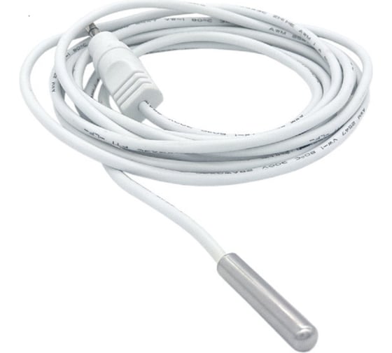 Изображение товара Датчик температуры Телеметрика dss-01, длина 2м (для умных розеток т60/т80) тип 18b20, диапазон -30..+85 град. герметичный корпус, подключение зазъём 3,5мм jack 00-00000232