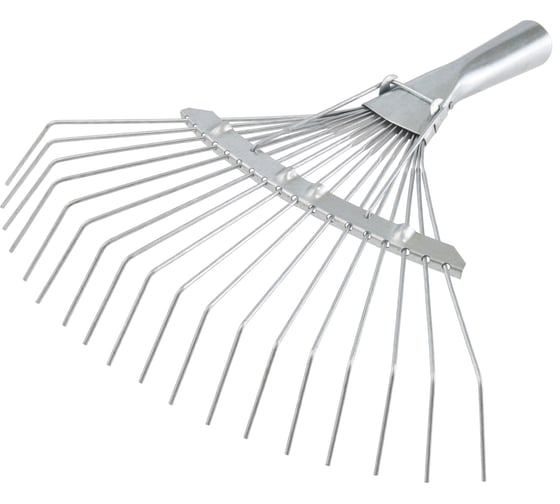 Изображение товара Веерные проволочные грабли КЭС оцининкованные, ширина 350 мм, 18 зубьев, тулейка 30 мм, без черенка 21010025