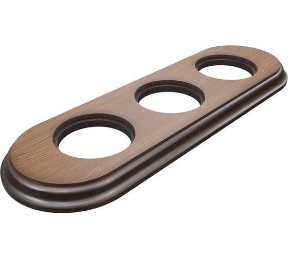 Изображение товара 3х-местная рамка Мезонинъ деревянная для скрытой установки, форма - овал, цвет - темный дуб, серия лахта, коллекция "сенатъ" GE70843-26