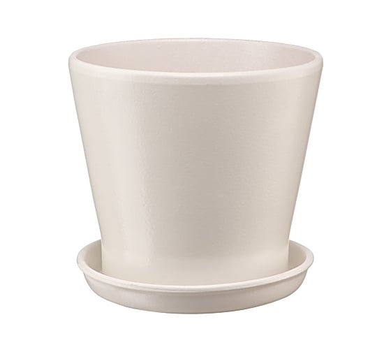 Изображение товара Керамический горшок с подставкой Вещицы Флора 1.8 л, диаметр 163 мм, высота 150 мм, бежевый BH-34-13
