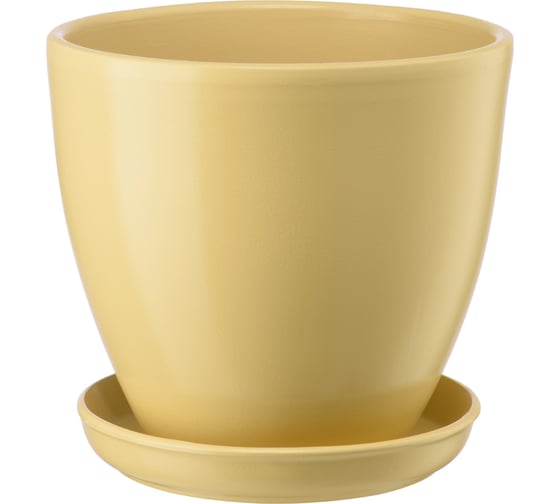 Изображение товара Керамический горшок с подставкой Вещицы Бутон 2.4 л, диаметр 175 мм, высота 158 мм, бежевый BH-45-2